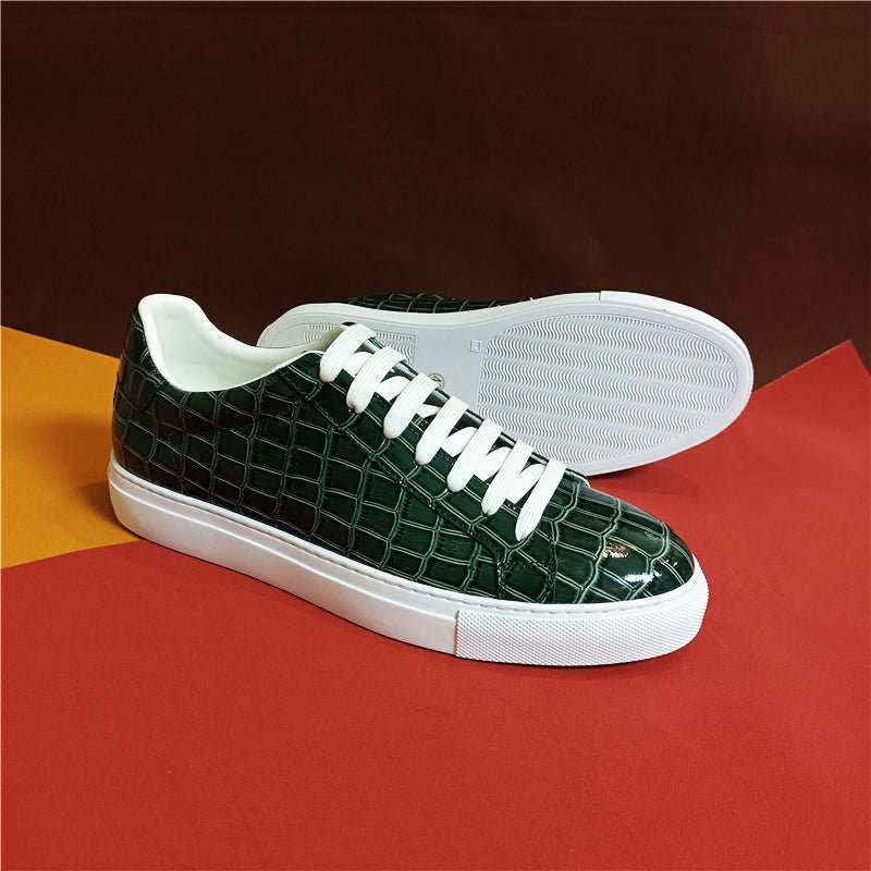 Herensneakers Luxe Lederen Platform-sneakers Met Veters - Groen