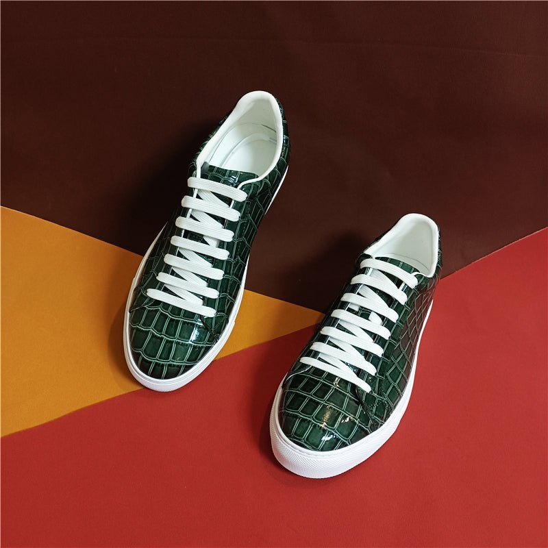 Herensneakers Luxe Lederen Platform-sneakers Met Veters - Groen