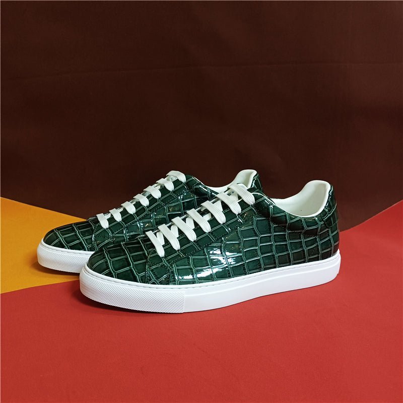 Herensneakers Luxe Lederen Platform-sneakers Met Veters - Groen