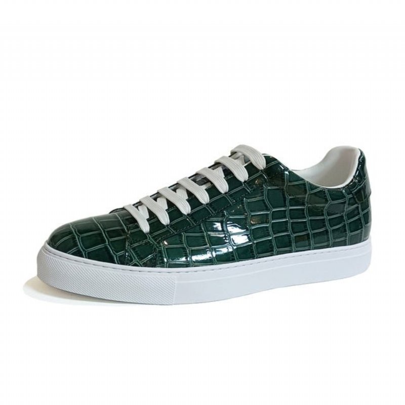 Herensneakers Luxe Lederen Platform-sneakers Met Veters - Groen