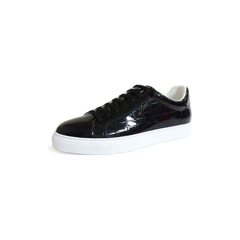 Herensneakers Luxe Lederen Platform-sneakers Met Veters - Zwart