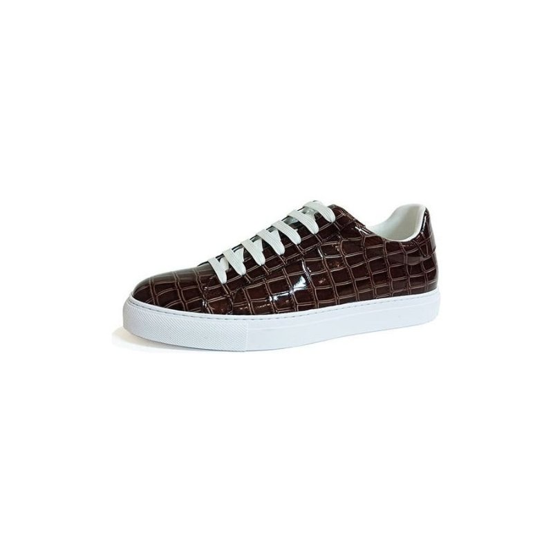 Herensneakers Luxe Lederen Platform-sneakers Met Veters - Koffie