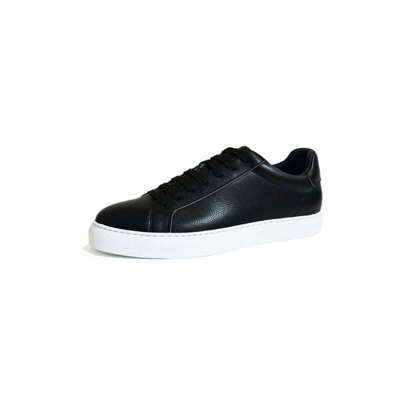 Herensneakers Luxe Lederen Platform-sneakers Met Veters - Zwart