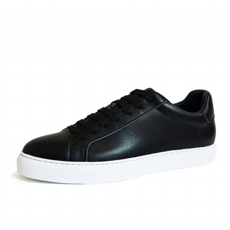 Herensneakers Luxe Lederen Platform-sneakers Met Veters - Zwart