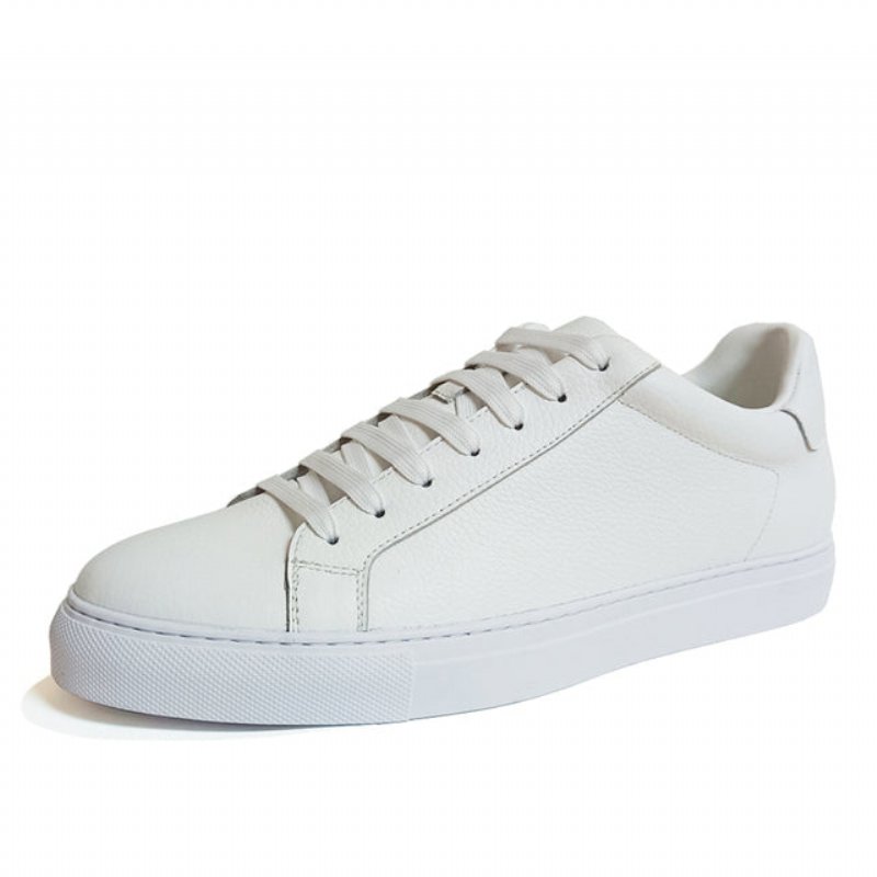 Herensneakers Luxe Lederen Platform-sneakers Met Veters - Wit