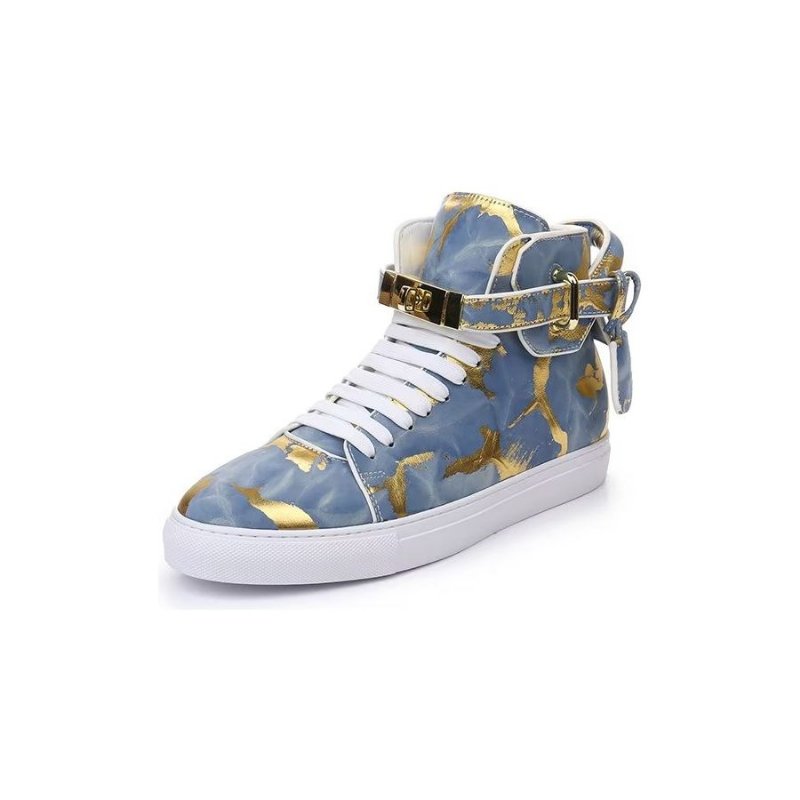 Herensneakers Urban Graffiti Chic Rundlederen Hoge Tops - Blauw