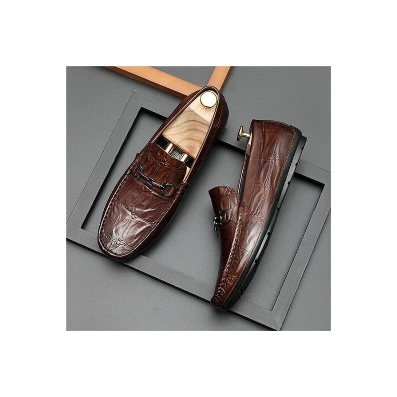 Loafers Heren Chique Croctex-leren Instapperderby-loafers - Koffie