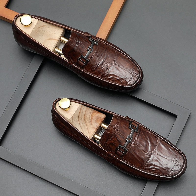 Loafers Heren Chique Croctex-leren Instapperderby-loafers - Koffie