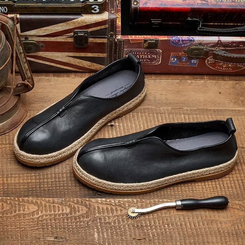 Loafers Heren Chique Instappers Koeienhuid - Zwart