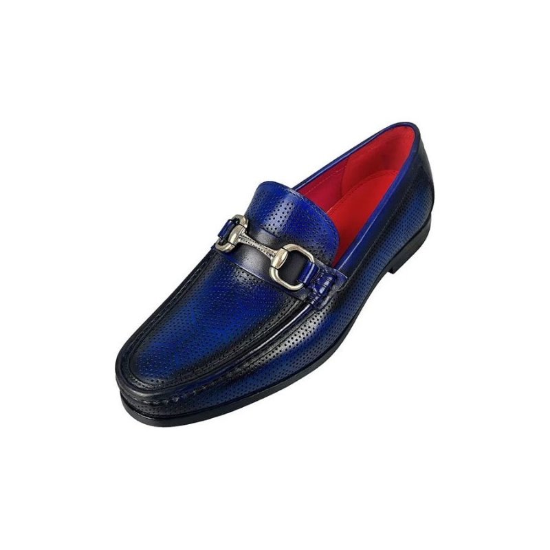 Loafers Heren Elegante Instaploafers Echt Leer - Blauw