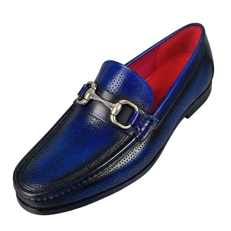 Loafers Heren Elegante Instaploafers Echt Leer - Blauw