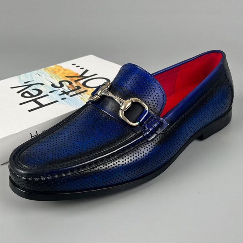 Loafers Heren Elegante Instaploafers Echt Leer - Blauw