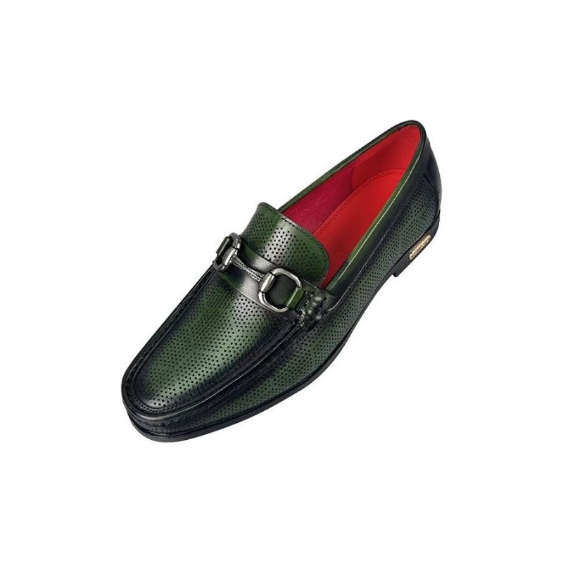 Loafers Heren Elegante Instaploafers Echt Leer - Groen