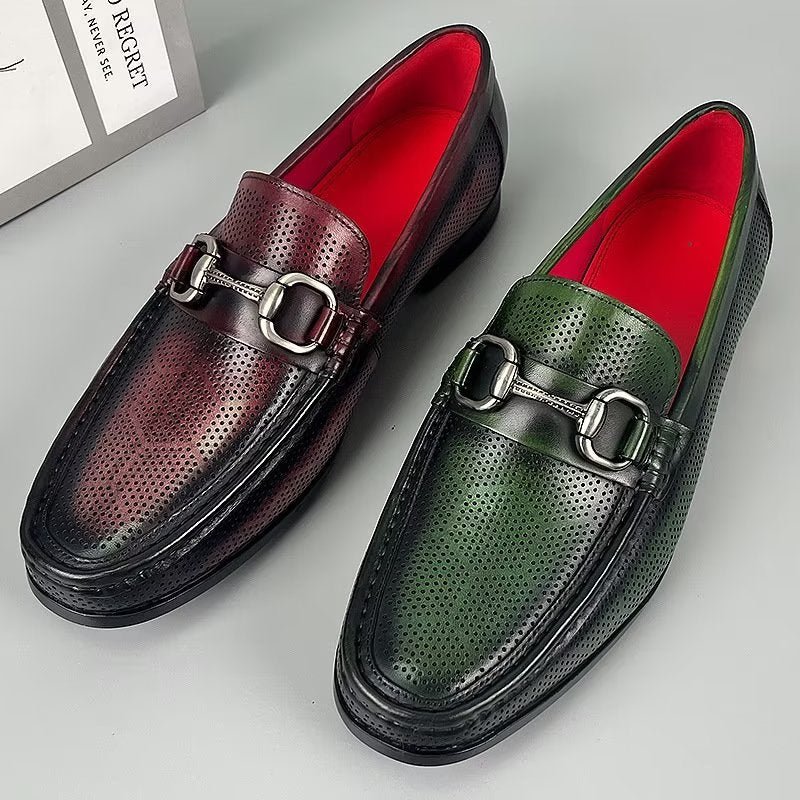 Loafers Heren Elegante Instaploafers Echt Leer - Groen