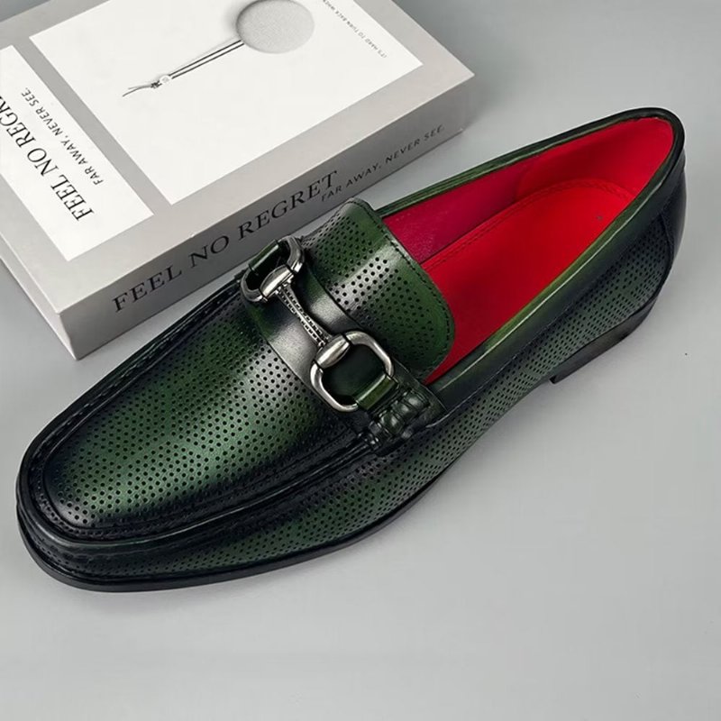 Loafers Heren Elegante Instaploafers Echt Leer - Groen