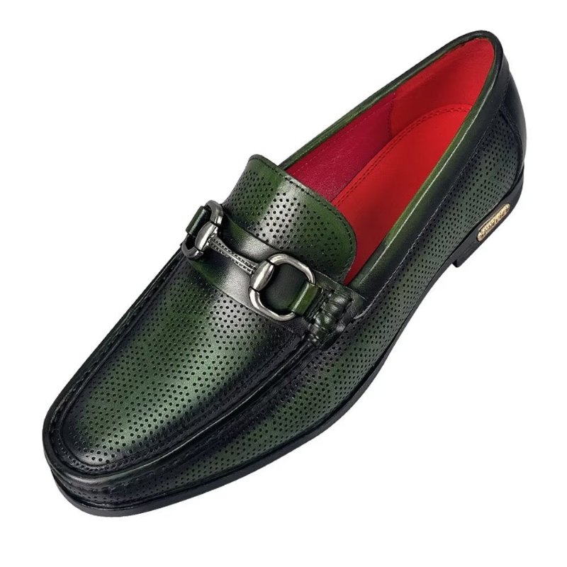 Loafers Heren Elegante Instaploafers Echt Leer - Groen