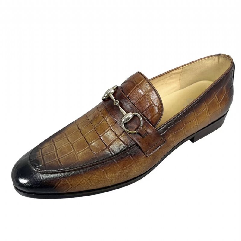 Loafers Heren Elegante Rundleer Met Ronde Neus - Bruin