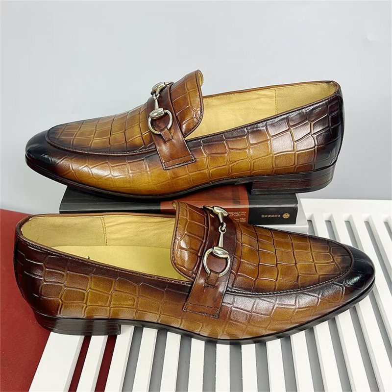 Loafers Heren Elegante Rundleer Met Ronde Neus - Bruin