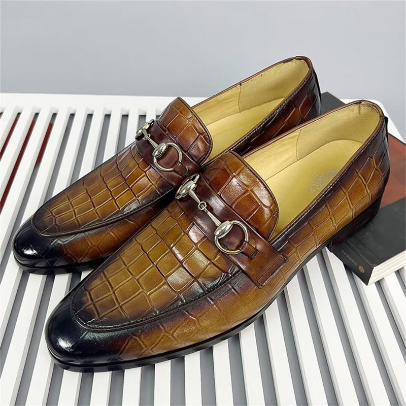 Loafers Heren Elegante Rundleer Met Ronde Neus - Bruin