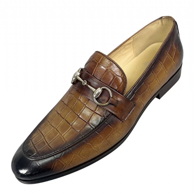 Loafers Heren Elegante Rundleer Met Ronde Neus - Bruin