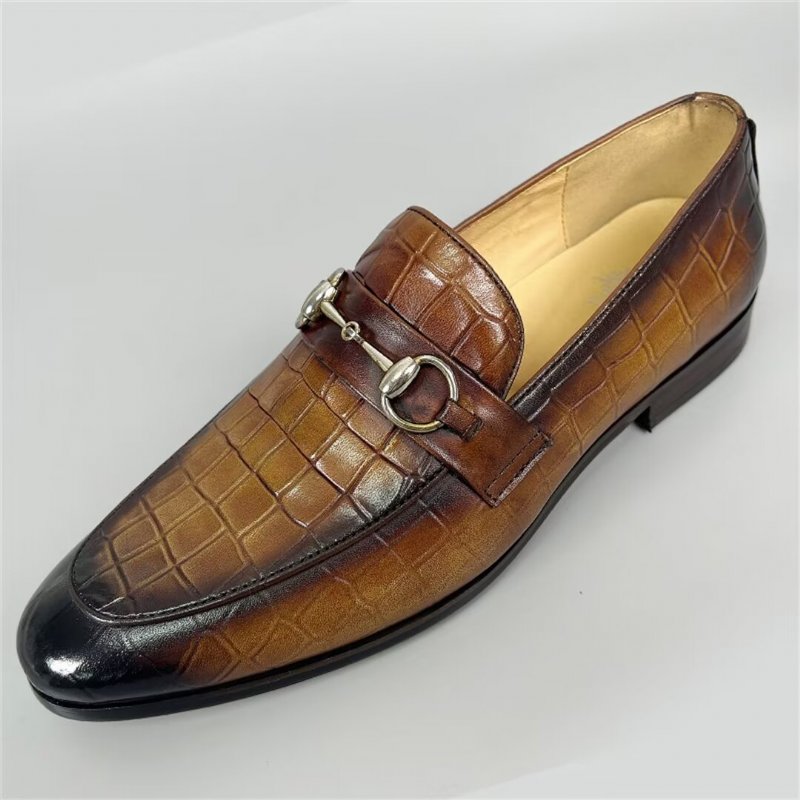 Loafers Heren Elegante Rundleer Met Ronde Neus - Bruin