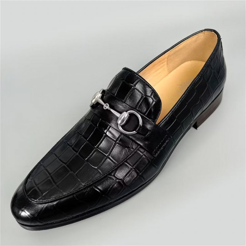 Loafers Heren Elegante Rundleer Met Ronde Neus - Bruin