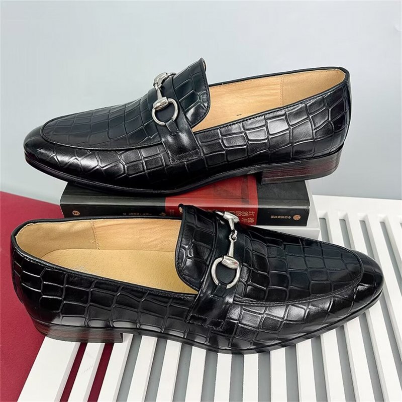 Loafers Heren Elegante Rundleer Met Ronde Neus - Bruin