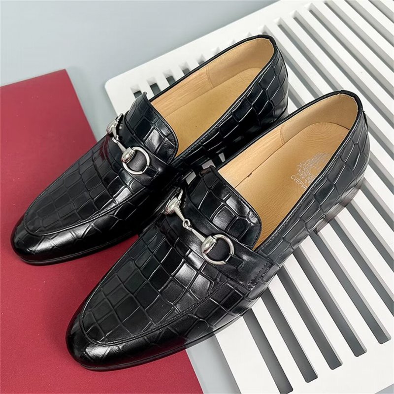 Loafers Heren Elegante Rundleer Met Ronde Neus - Bruin