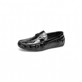 Loafers Heren Exotisch Krokodillenleer Slip-on Met Metalen Neus