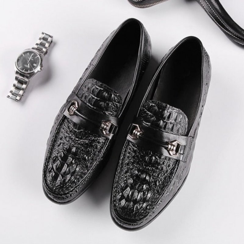 Loafers Heren Exotisch Leer Oxford-instappers - Zwart