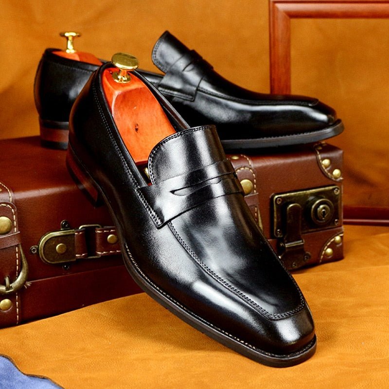 Loafers Heren Exotisch Leer Zakelijke Brogueschoenen Met Puntige Neus - Zwart