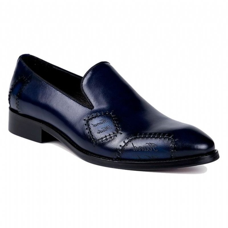 Loafers Heren Exotische Boss Lederen Instapbrogueloafers - Blauw