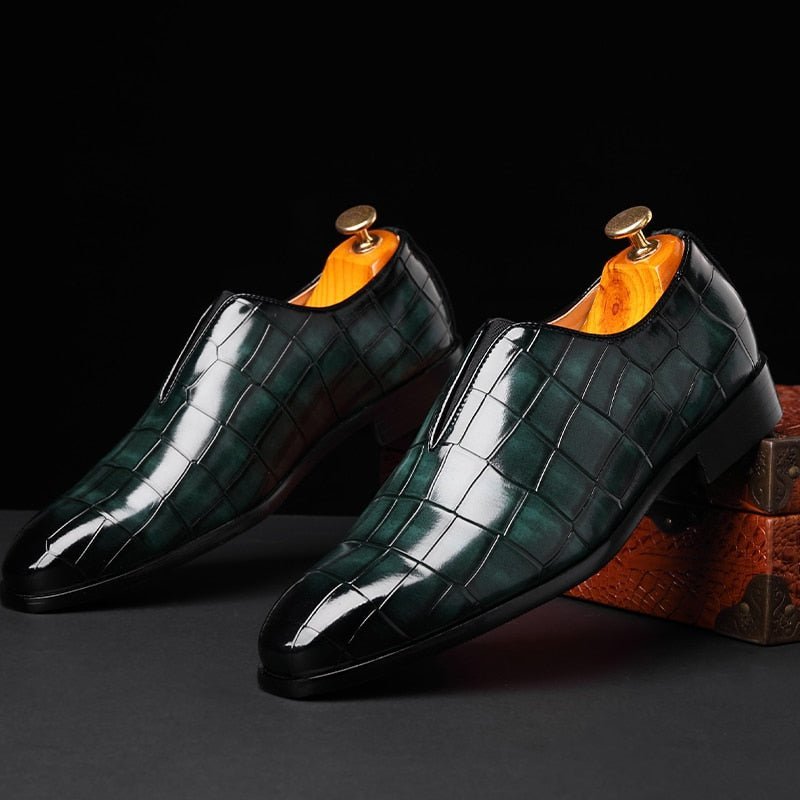 Loafers Heren Exotische Brogueschoenen Met Puntige Neus - Groen