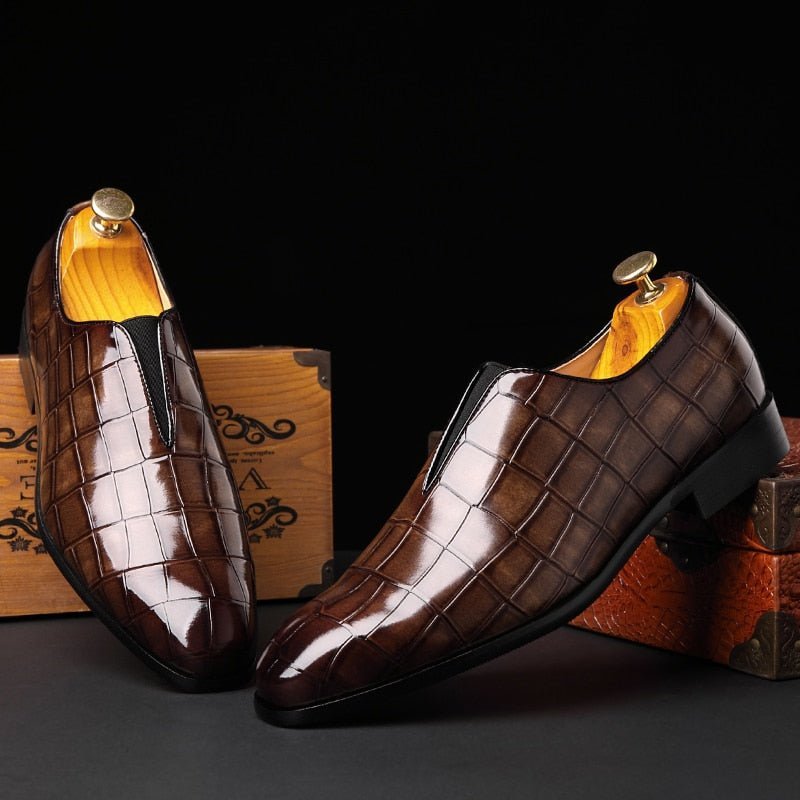 Loafers Heren Exotische Brogueschoenen Met Puntige Neus - Koffie