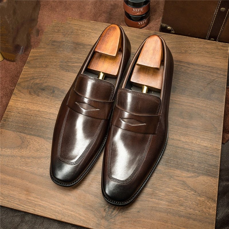 Loafers Heren Exotische Brogueschoenen Met Puntige Neus - Koffie