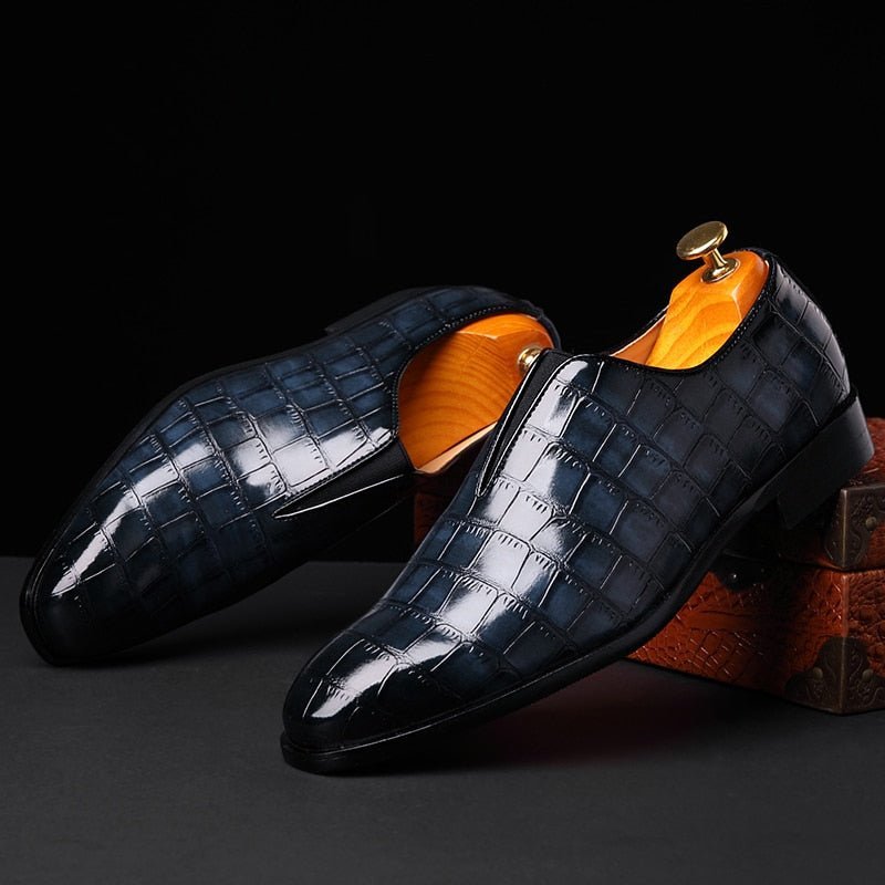 Loafers Heren Exotische Brogueschoenen Met Puntige Neus - Blauw