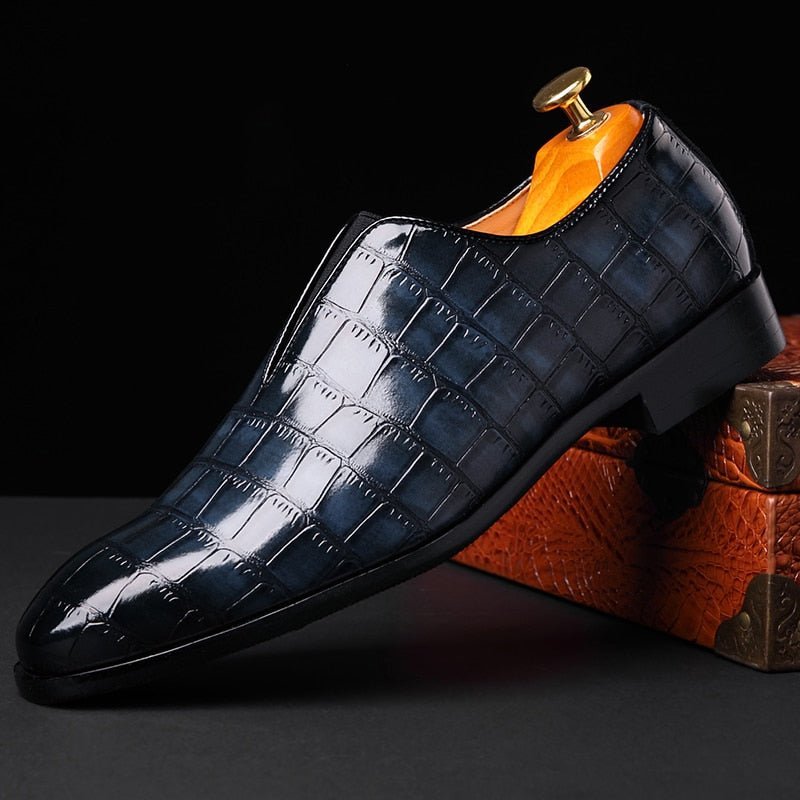 Loafers Heren Exotische Brogueschoenen Met Puntige Neus - Blauw