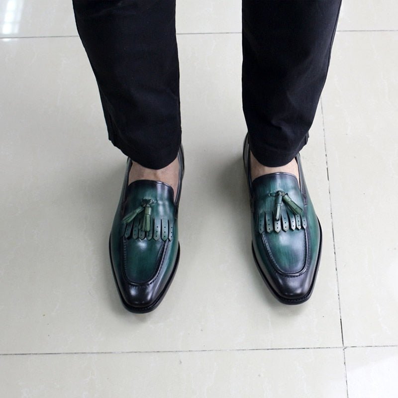 Loafers Heren Exotische Elegantie Ademende Leren Instappers - Groen