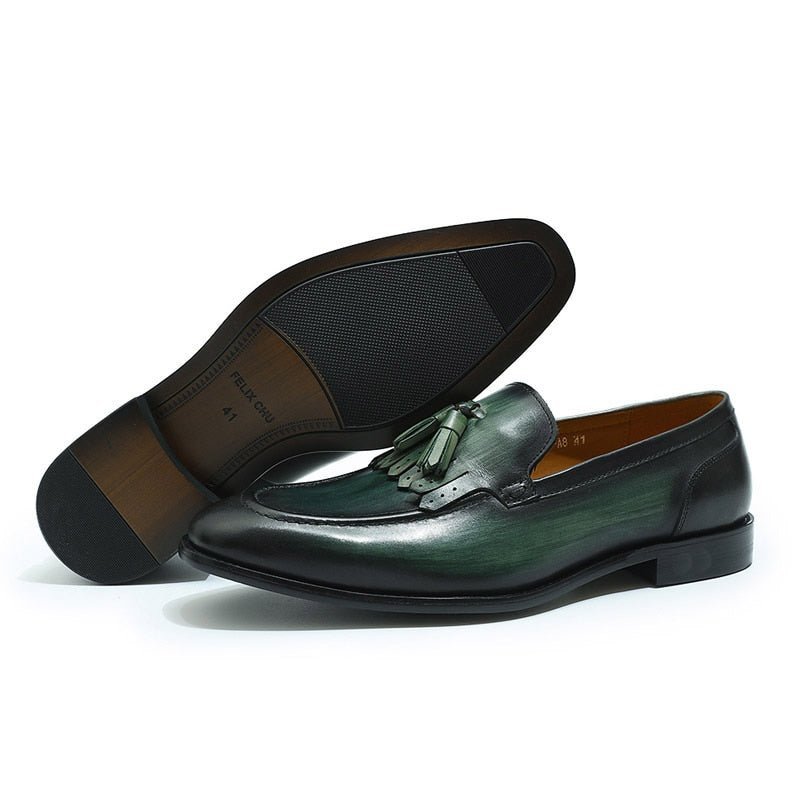 Loafers Heren Exotische Elegantie Ademende Leren Instappers - Groen