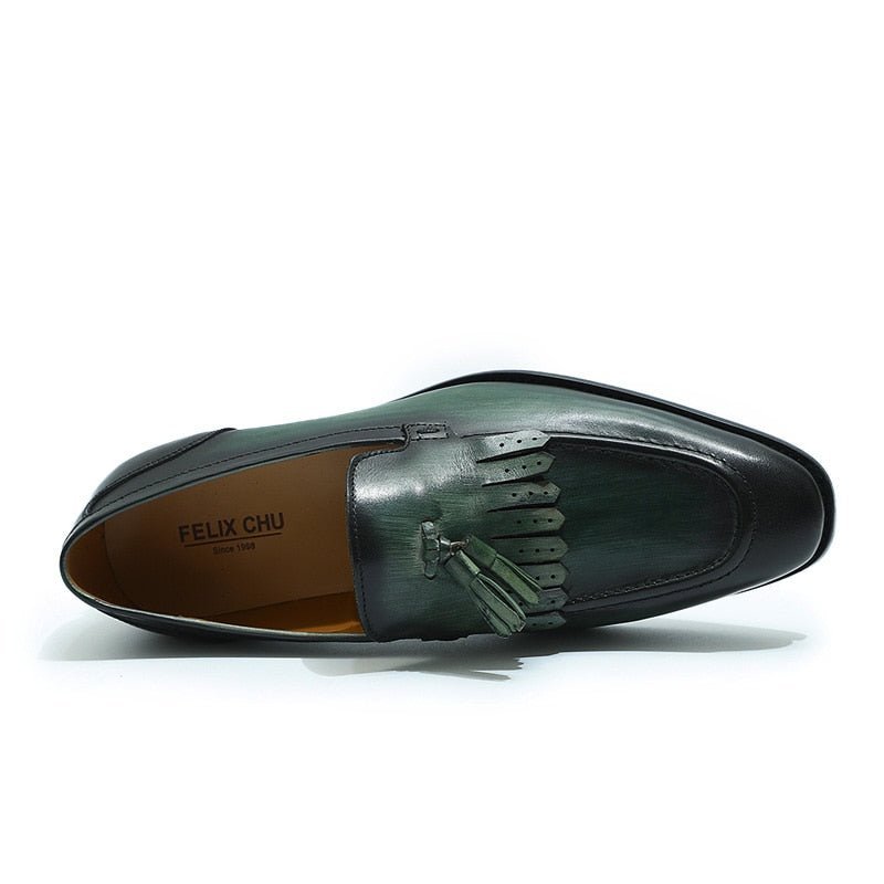 Loafers Heren Exotische Elegantie Ademende Leren Instappers - Groen