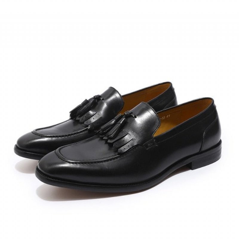 Loafers Heren Exotische Elegantie Ademende Leren Instappers - Zwart