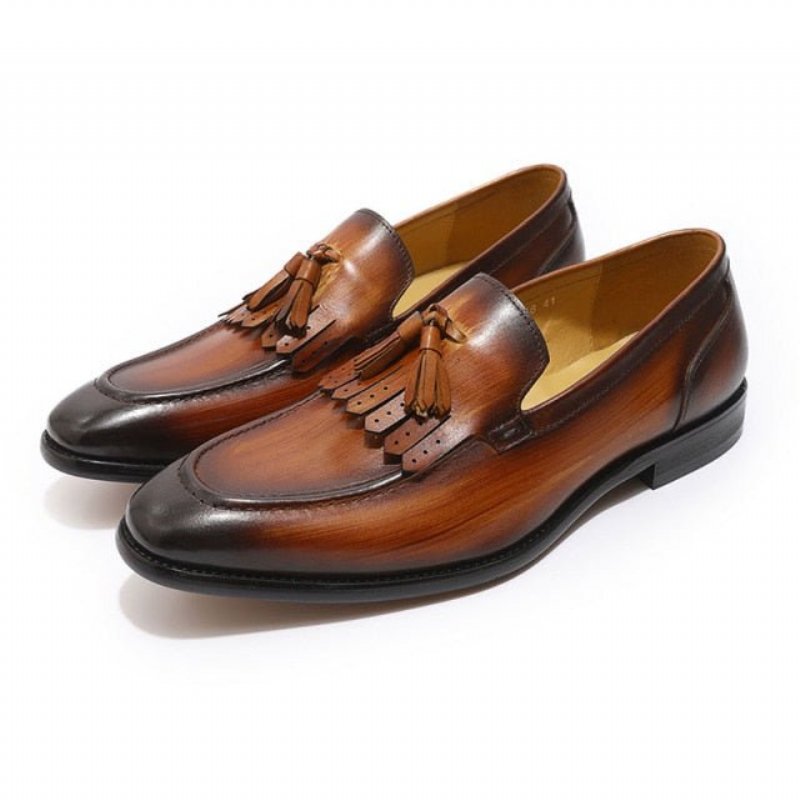 Loafers Heren Exotische Elegantie Ademende Leren Instappers - Koffie