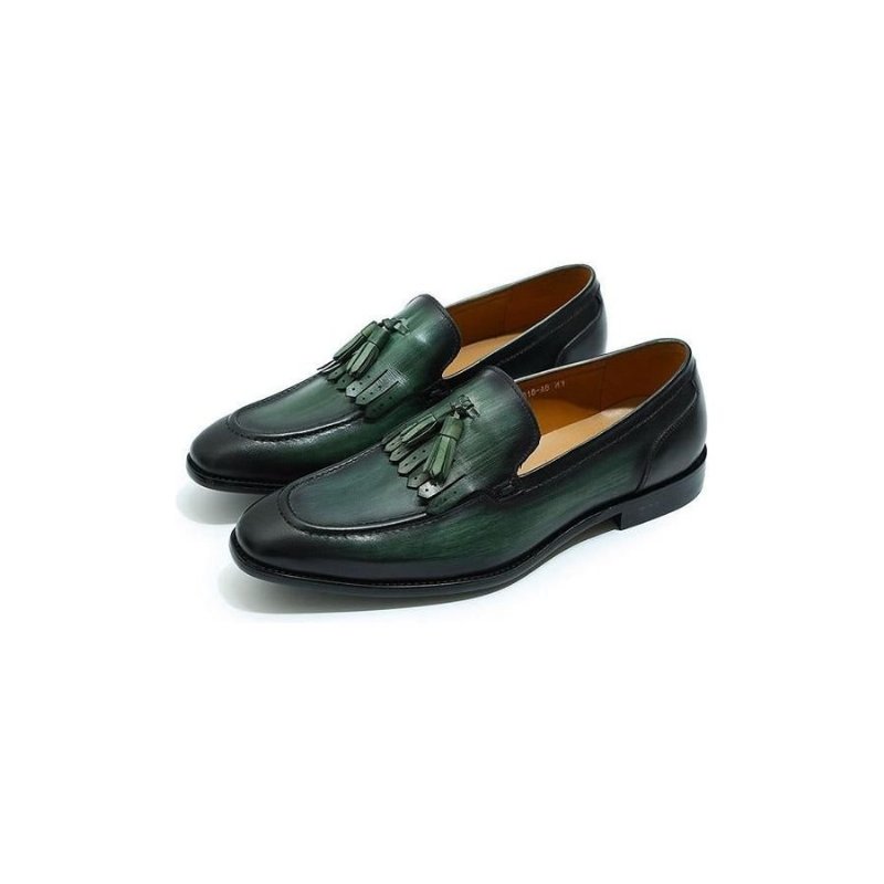 Loafers Heren Exotische Elegantie Ademende Leren Instappers - Groen