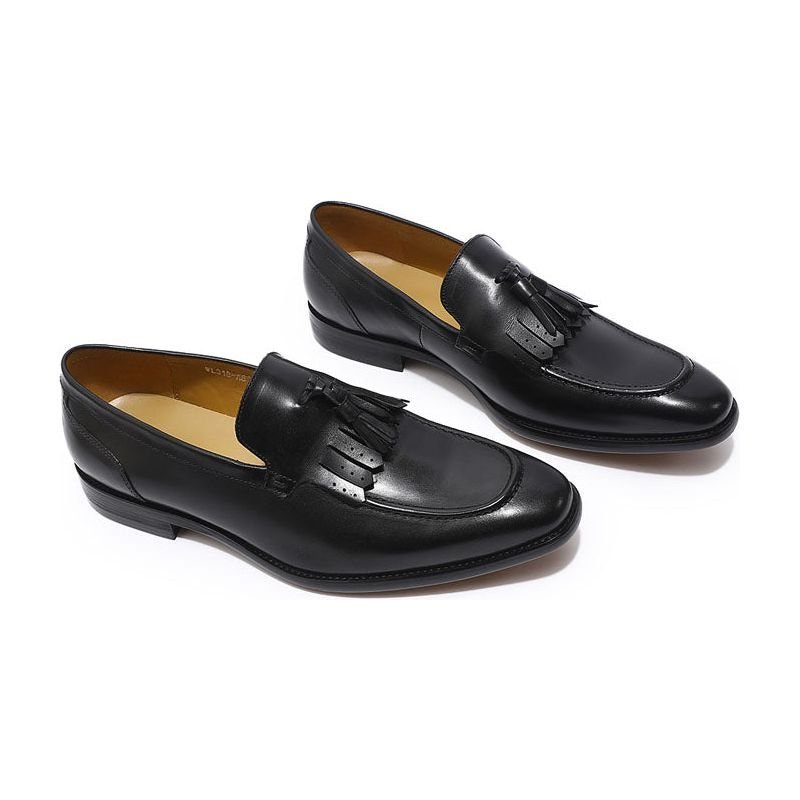 Loafers Heren Exotische Elegantie Ademende Leren Instappers - Zwart