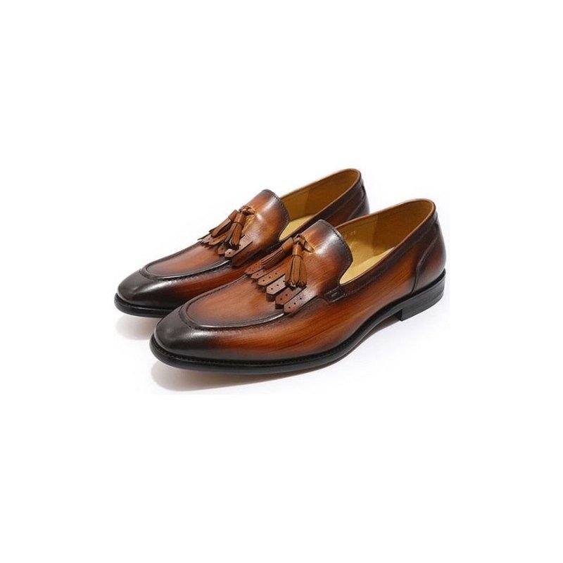 Loafers Heren Exotische Elegantie Ademende Leren Instappers - Koffie