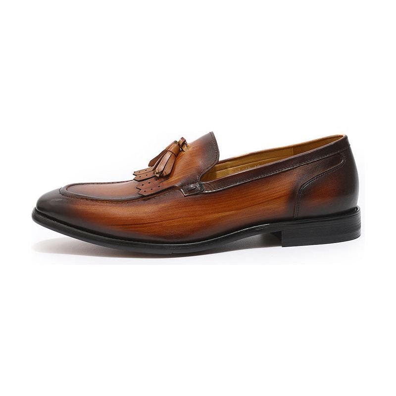 Loafers Heren Exotische Elegantie Ademende Leren Instappers - Koffie