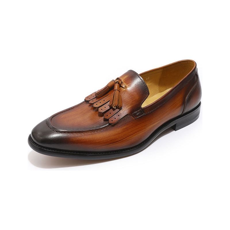 Loafers Heren Exotische Elegantie Ademende Leren Instappers - Koffie