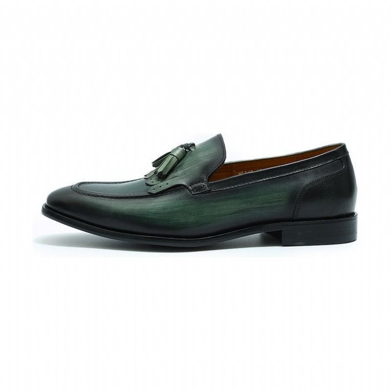 Loafers Heren Exotische Elegantie Ademende Leren Instappers - Groen