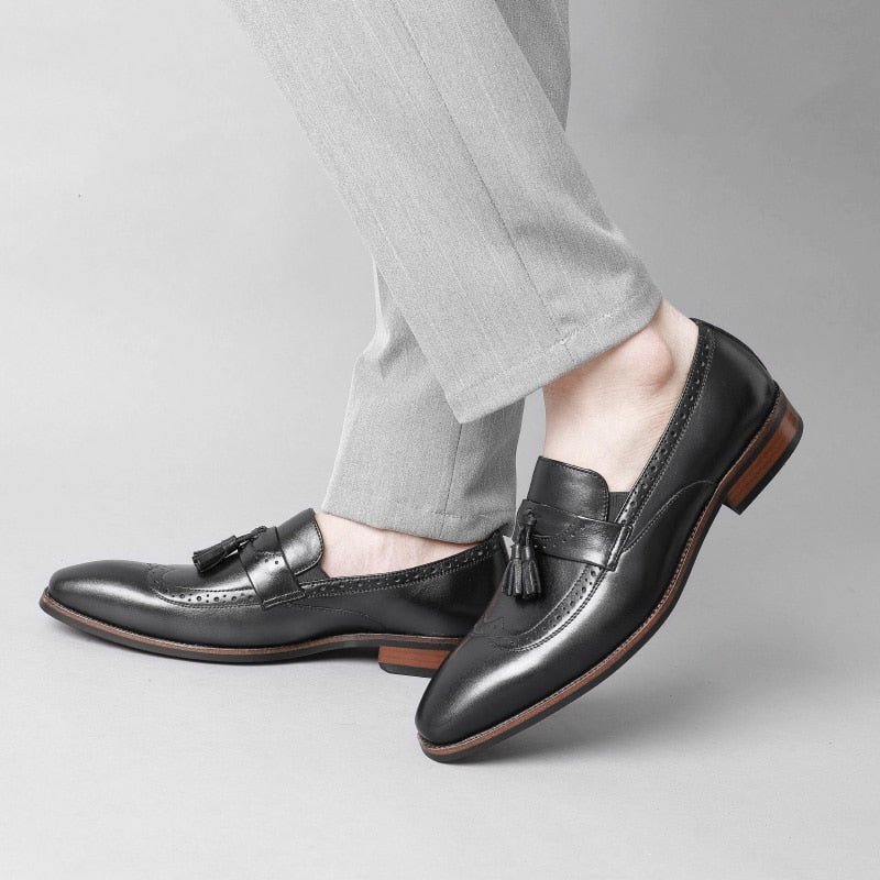 Loafers Heren Exotische Instapbrogueloafers - Zwart