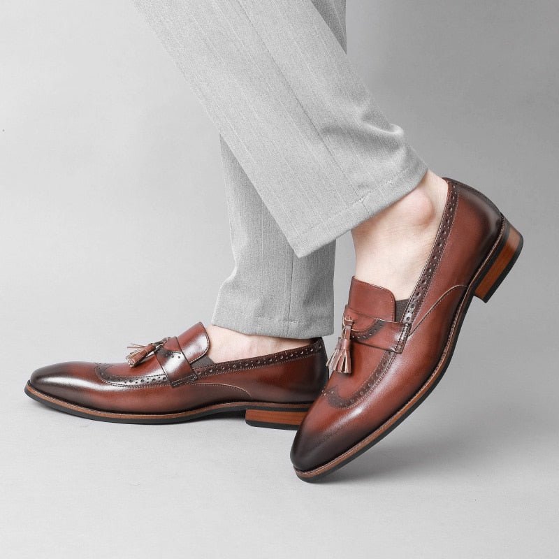 Loafers Heren Exotische Instapbrogueloafers - Bruin